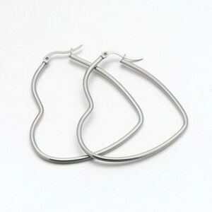 Surgical Stainless Steel 51mm Sleek Heart Hoop Earrings Avant Garde 304 Grade